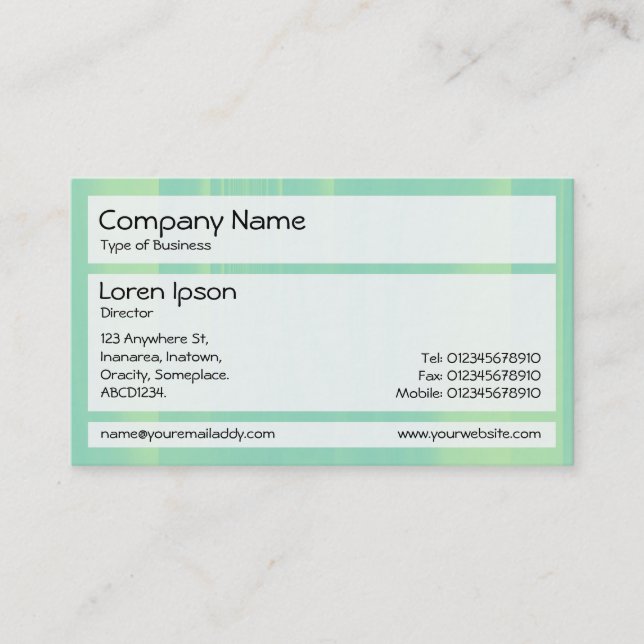Panels 02 - Glassy bands Shades of Green Business Card (Front)