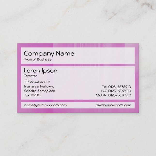 Panels 02 - Glassy Pink Bands Business Card (Front)