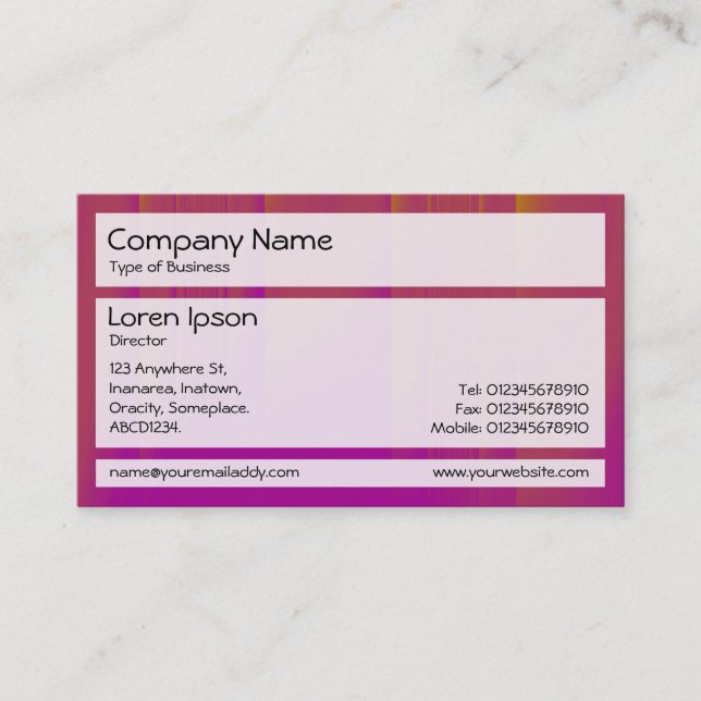 Panels 02 - Orange and Magenta Bands Business Card (Front)