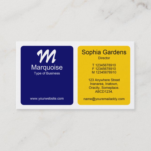Panels - Amber, Dark Blue and White Business Card (Front)