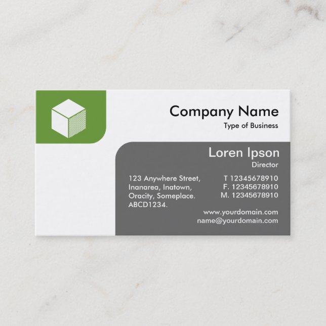Panels - Avocado Green and Grey Business Card (Front)