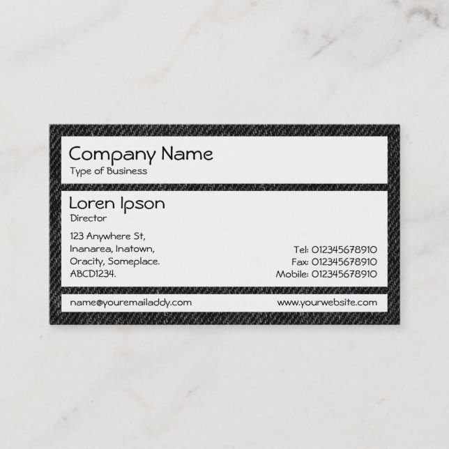 Panels - Black Denim Business Card (Front)