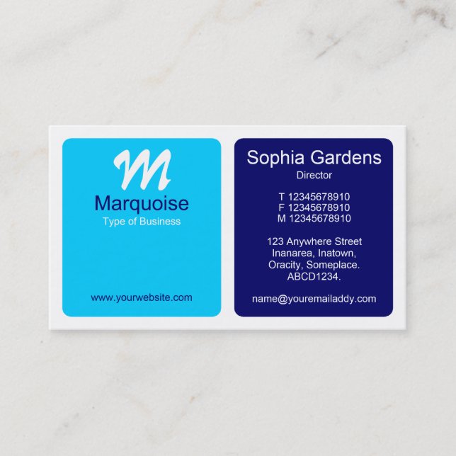 Panels - Dark Blue, Light Blue and White Business Card (Front)