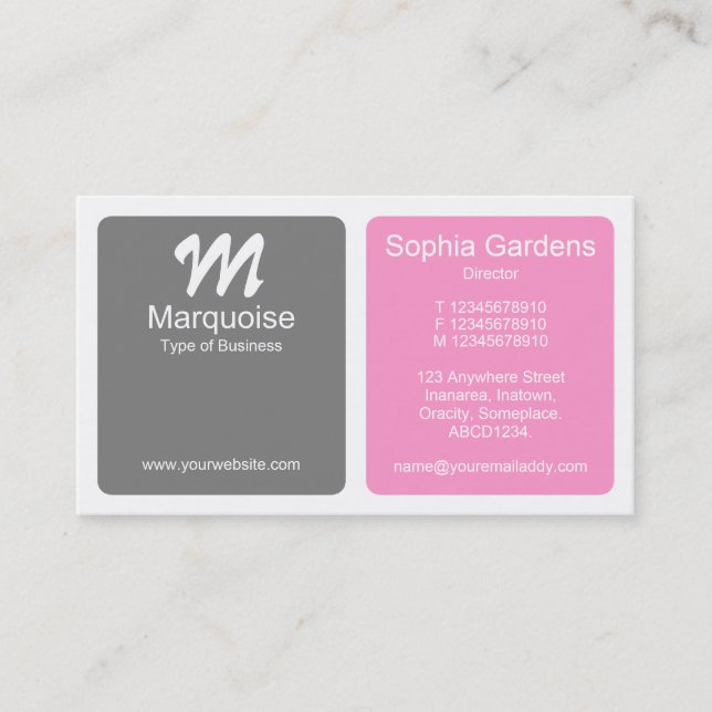 Panels - Grey, Pink and White Business Card (Front)
