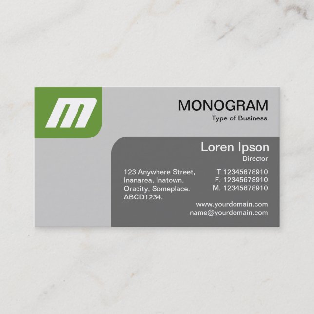 Panels MonoGram - Avocado and Grey Business Card (Front)