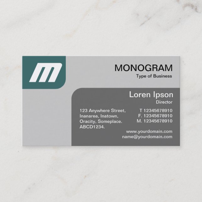 Panels MonoGram - Moss Green and Grey Business Card (Front)