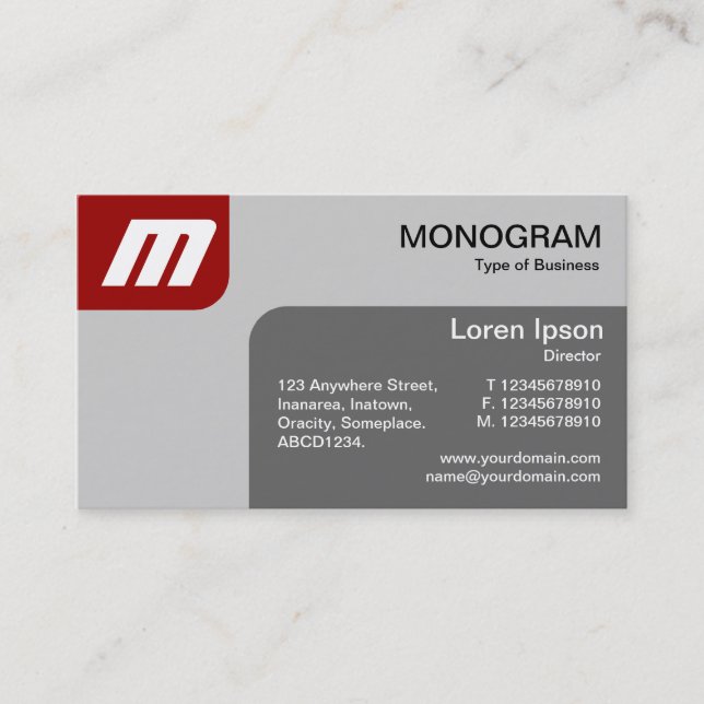 Panels MonoGram - Ruby and Grey Business Card (Front)