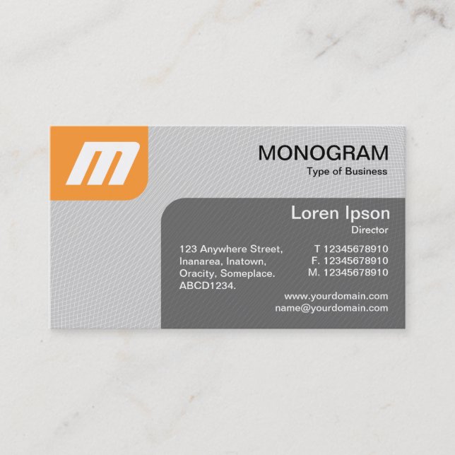 Panels MonoGram v2 - Lt Orange and Grey Business Card (Front)