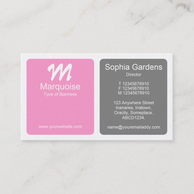 Panels - Pink, Grey and White Business Card (Front)