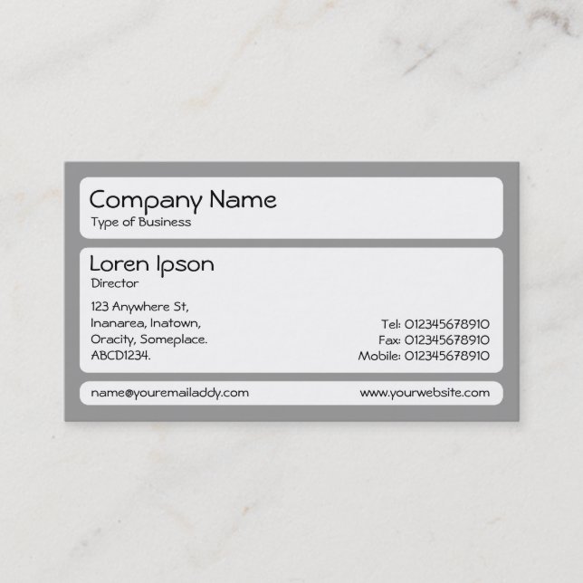 Panels (Rounded) - Grey Business Card (Front)