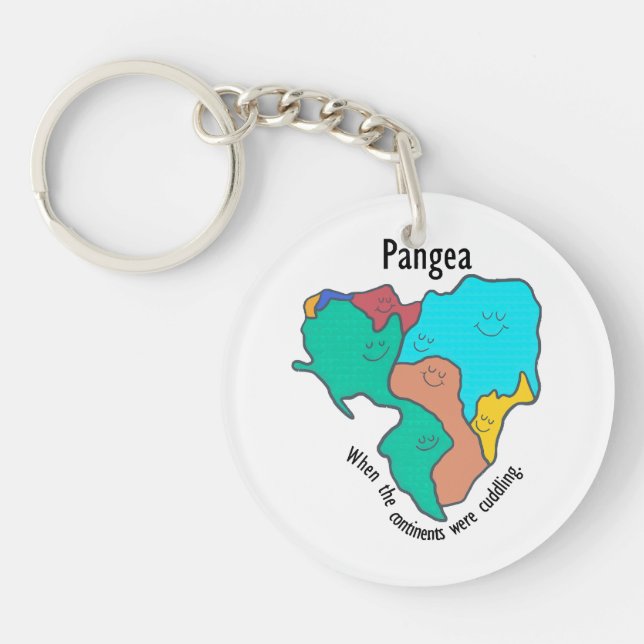 Pangea Continents Cuddling Multicolor Key Ring (Front)