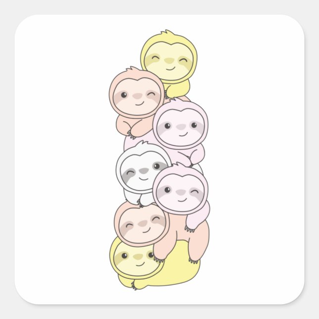 Pangender Flag Pride Lgbtq Cute Sloth Pile Square  Square Sticker (Front)