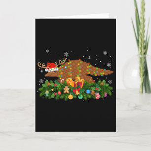 Pangolin Animal Lover Reindeer Santa Hat Pangolin Card