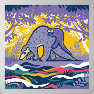 Pangolin Art Poster (Purple)