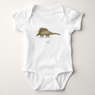 Pangolin baby one-piece bodysuit with baby's name