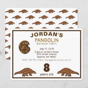 Pangolin Birthday Invitation