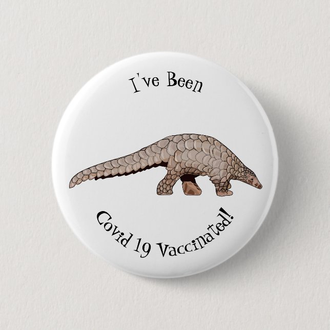 Pangolin cartoon illustration 6 cm round badge (Front)
