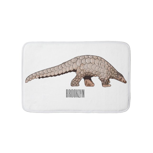 Pangolin cartoon illustration bath mat (Front)
