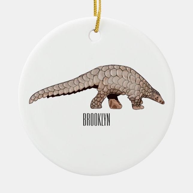 Pangolin cartoon illustration ceramic tree decoration (Front)