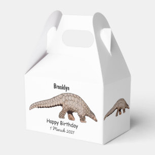 Pangolin cartoon illustration favour box