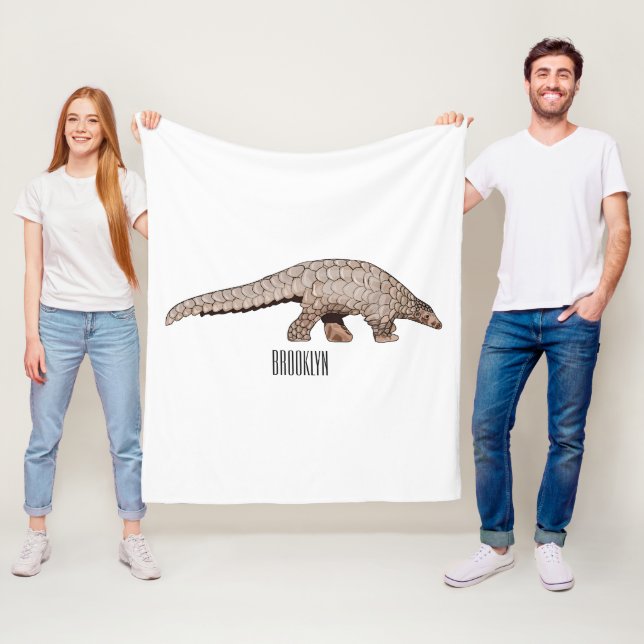 Pangolin cartoon illustration fleece blanket (In Situ)