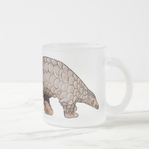 Pangolin cartoon illustration frosted glass coffee mug