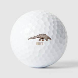 Pangolin cartoon illustration golf balls