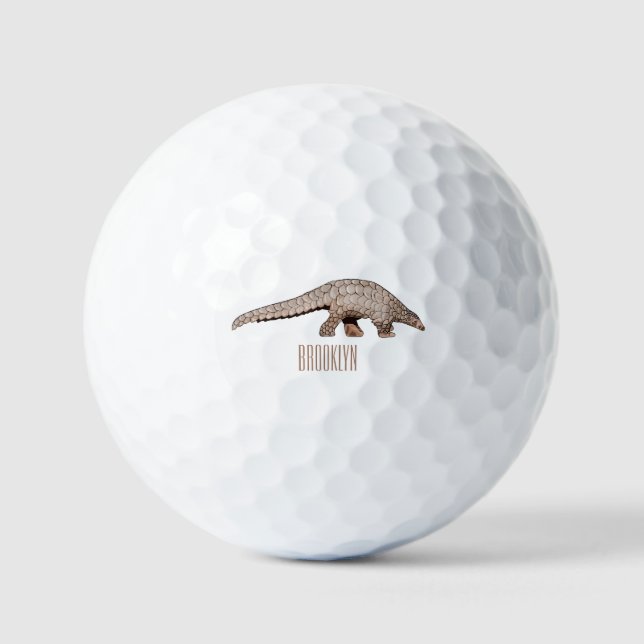 Pangolin cartoon illustration golf balls (Front)