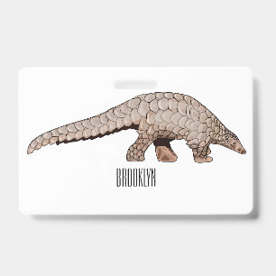 Pangolin cartoon illustration ID badge