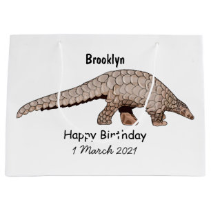 Pangolin cartoon illustration large gift bag
