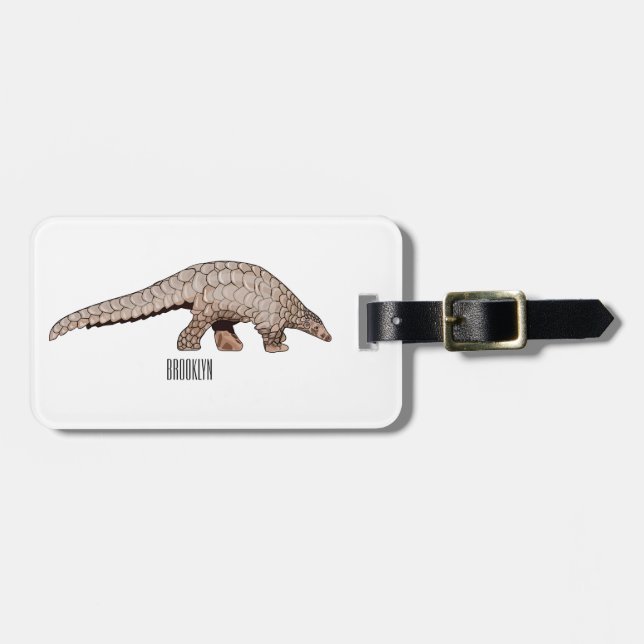 Pangolin cartoon illustration luggage tag (Front Horizontal)