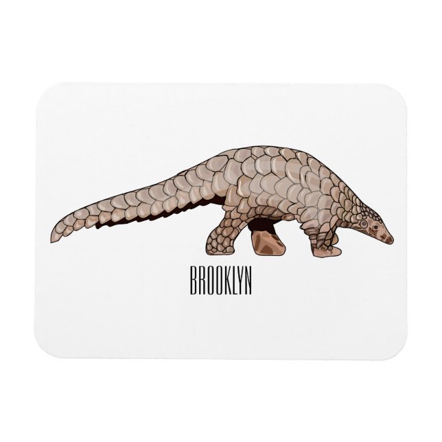 Pangolin cartoon illustration magnet (Horizontal)