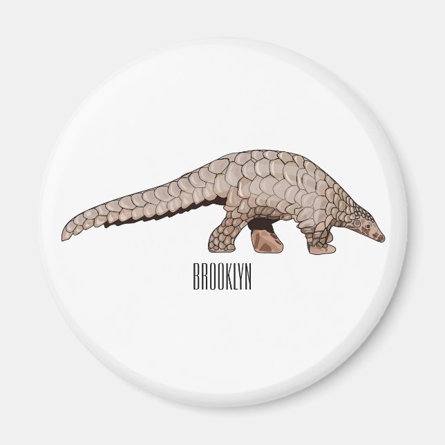 Pangolin cartoon illustration magnet (Front)