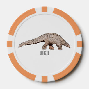 Pangolin cartoon illustration poker chips