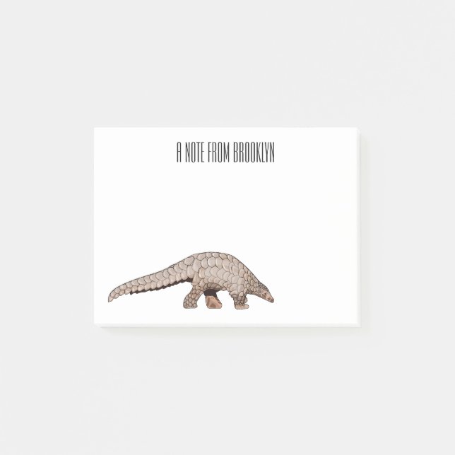 Pangolin cartoon illustration post-it notes (Front)