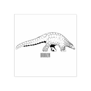 Pangolin cartoon illustration rubber stamp