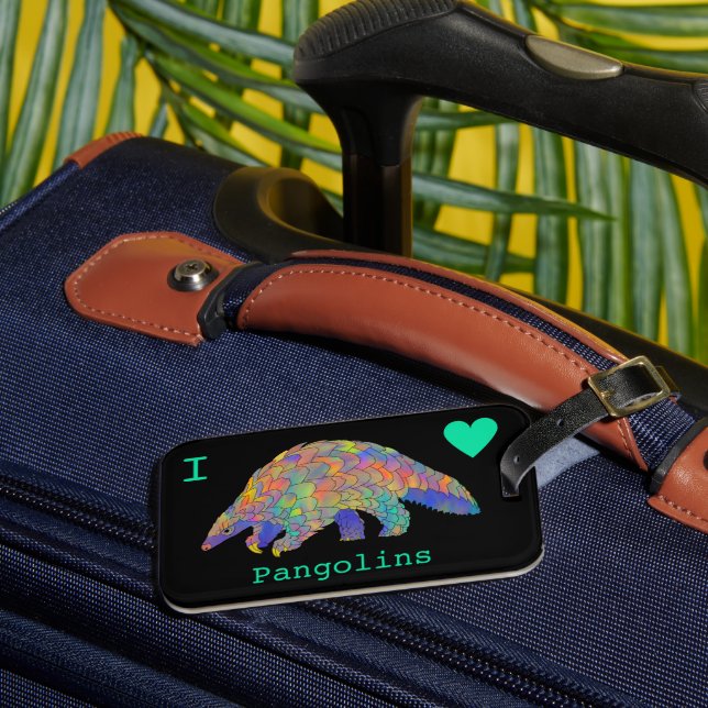 Pangolin Cute Colourful Endangered Animal Luggage Tag (Front Insitu 3)