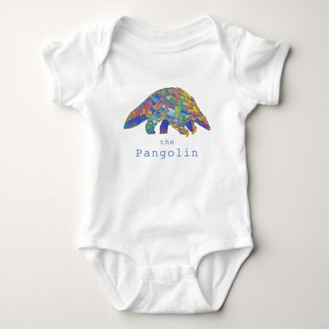 Pangolin cute illustration  baby bodysuit (Front)