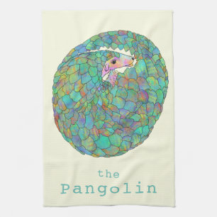 Pangolin Endangered Species Animal Wildlife Green Tea Towel