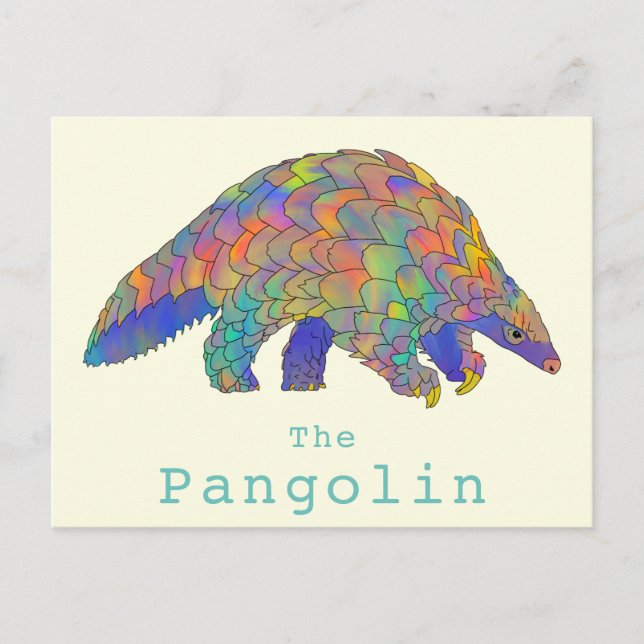 Pangolin Endangered Species Colourful Animal Art Postcard (Front)