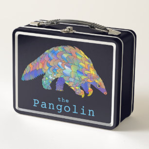 Pangolin Endangered Species illustration Metal Lunch Box
