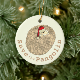 Pangolin Festive Endangered Animal Ceramic Tree Decoration