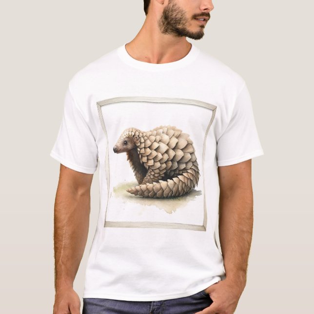 Pangolin in Watercolors AREF300 - Watercolor T-Shirt (Front)