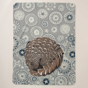 pangolin mandala pewter sherpa blanket