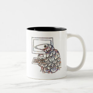 Pangolin on a computer Two-Tone coffee mug