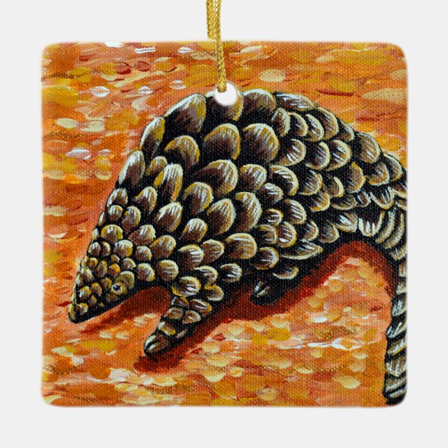 Pangolin Painting Ceramic Ornament (Front)