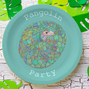 Pangolin Party Endangered Animal Activism Green Paper Plate