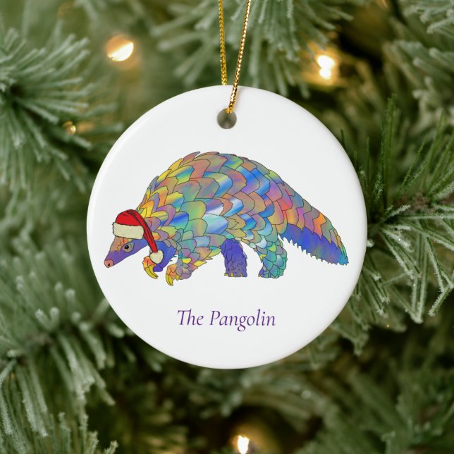 Pangolin Santa Cute Endangered Animal Ceramic Tree Decoration (Tree)