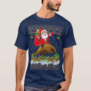 Pangolin Xmas Pyjamas Ugly Santa Riding Pangolin C T-Shirt