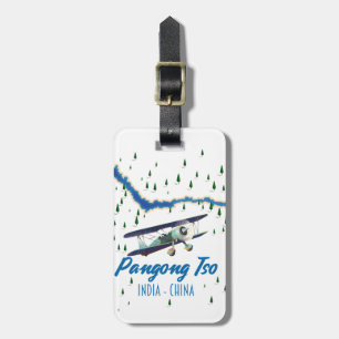 Pangong Tso India China map poster. Luggage Tag